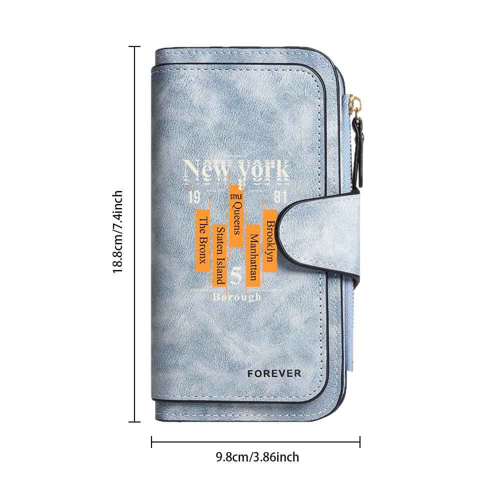 New York Print Wallet PU Leather Card Holder Portable Multipurpose Fashion Casual Purse For Daily Use
