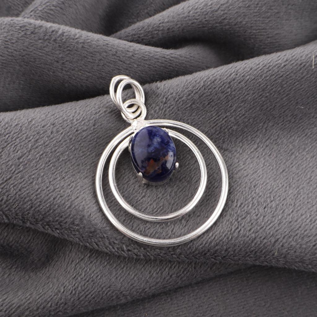 Sodalite Pendant Jewelry, 925 Solid Sterling Silver Jewelry, Handmade Beautiful Pendant For Wedding Gift