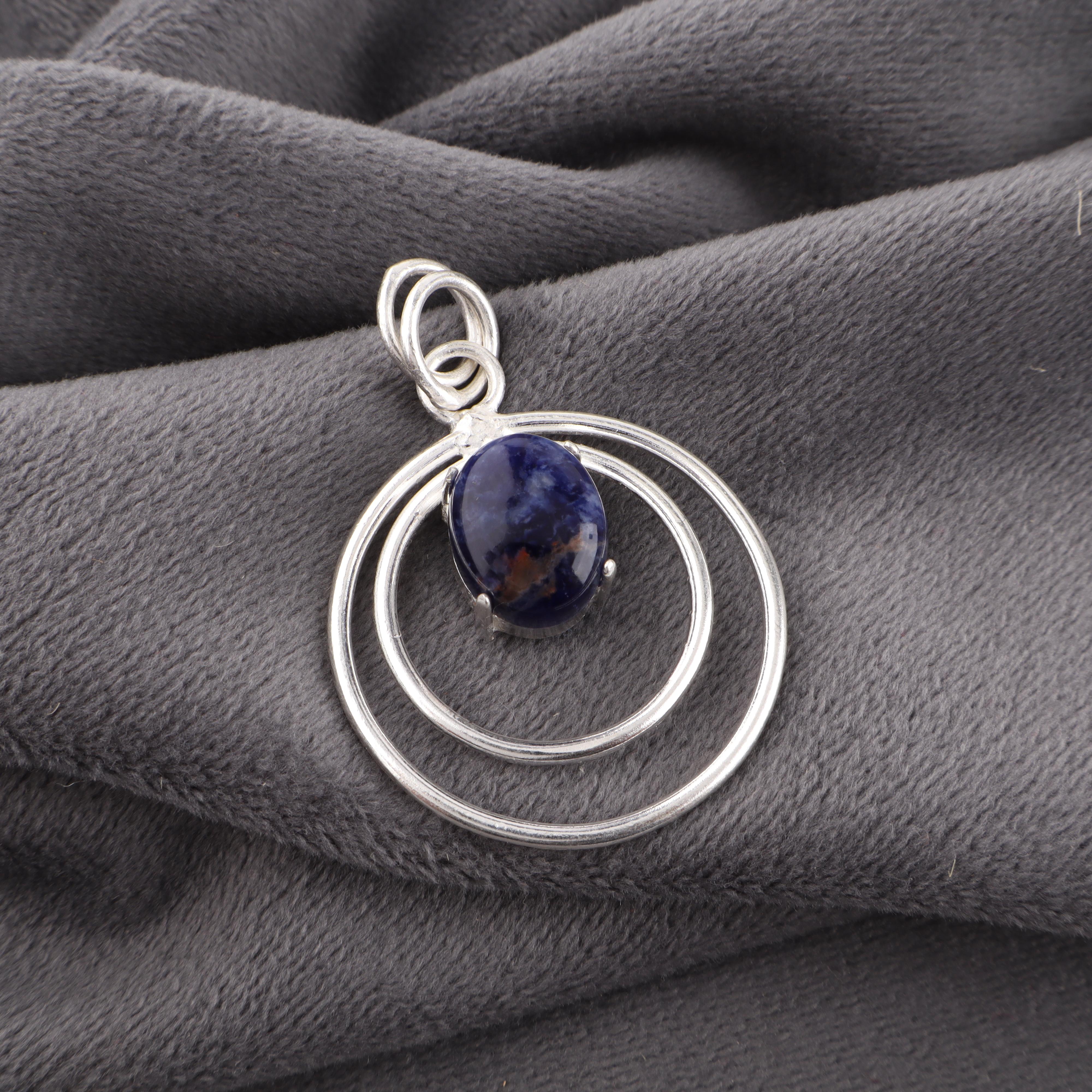 

Подвеска из содалита, Ювелирные изделия из стерлингового серебра 925 пробы, Красивая подвеска ручной работы для свадебного подарка 1.65 Inches синий