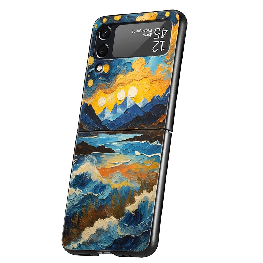 

Жесткий ПК чехол для телефона Samsung Galaxy Z Flip 7 6 5 4 Черная крышка для Galaxy Z Flip 3 Складной Ударопрочный Capas Масляная живопись Искусство Z Flip 6
