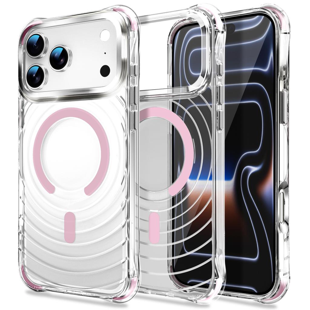 Applicable to iPhone18ProMax mobile phone case Apple 17 airbag transparent magnetic suction 16 four corners anti-drop 15 sets