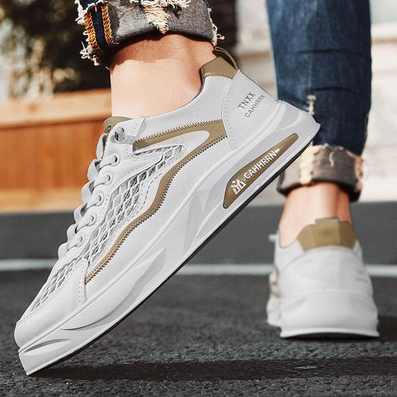 Men's Shoes 2025 Summer New Low-top Flat Baseplate Shoes Student Teenagers Hollow Mesh Casual Trendy Shoes