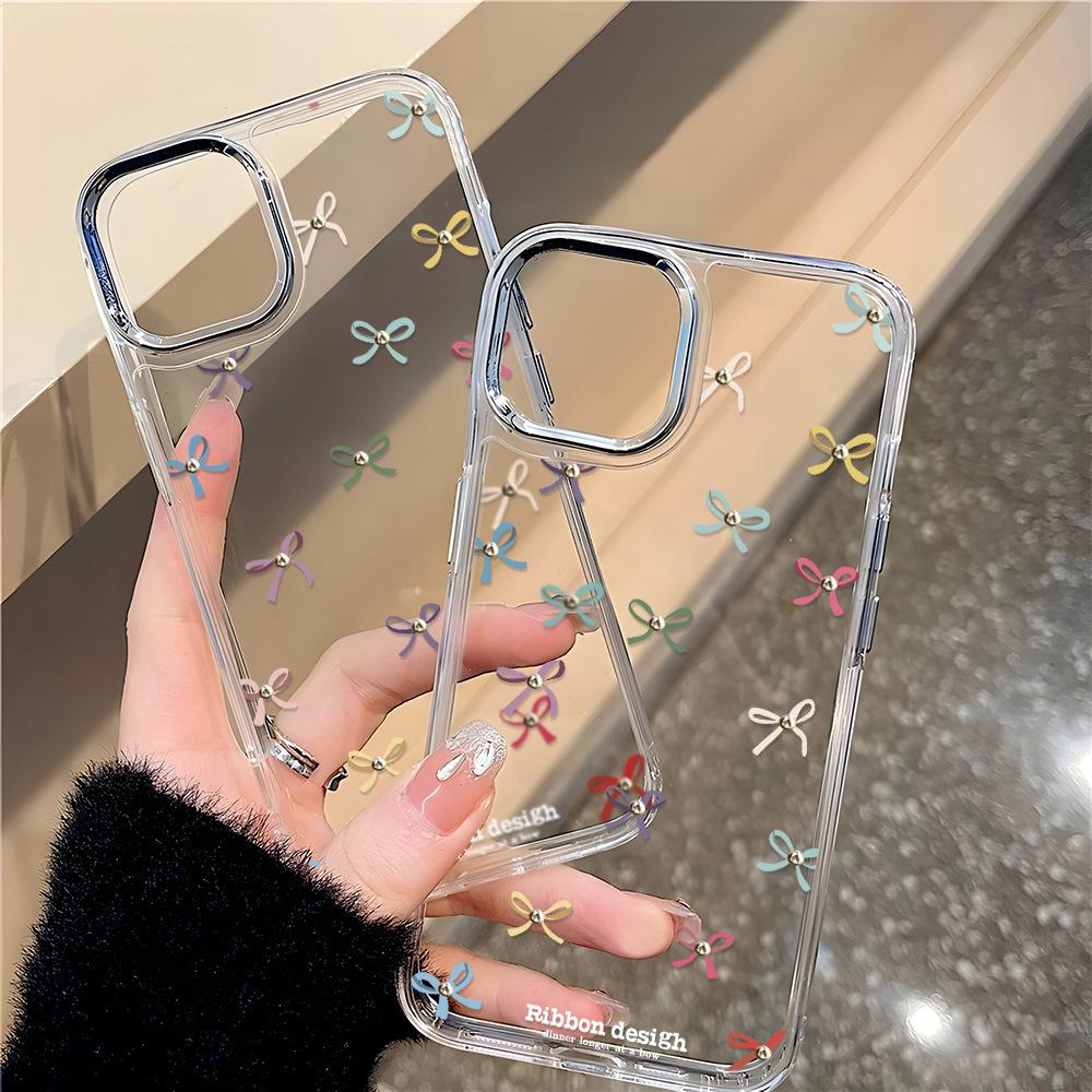 Applicable To iPhone17ProMax Fresh Full Screen Color Bow Mobile Phone Case Apple 16 Soft Case 15 Generation Ins