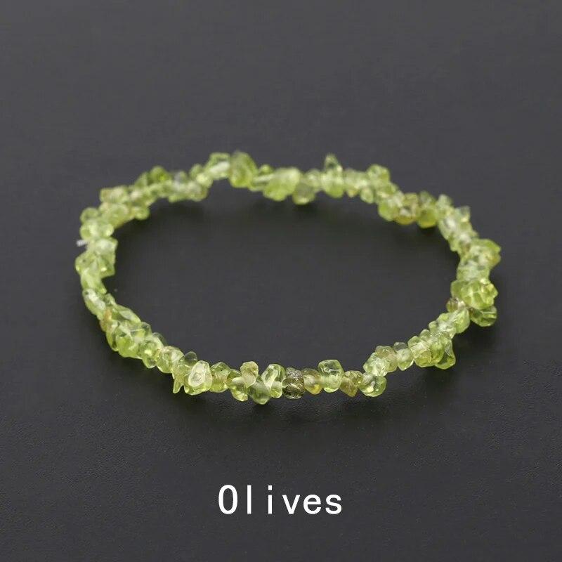 Natural Crystal Gemstone Irregular Energy Stone Bracelet Beads Chips Jewelry Amethys Aquamarine Rose Quartz Bracelets for Women