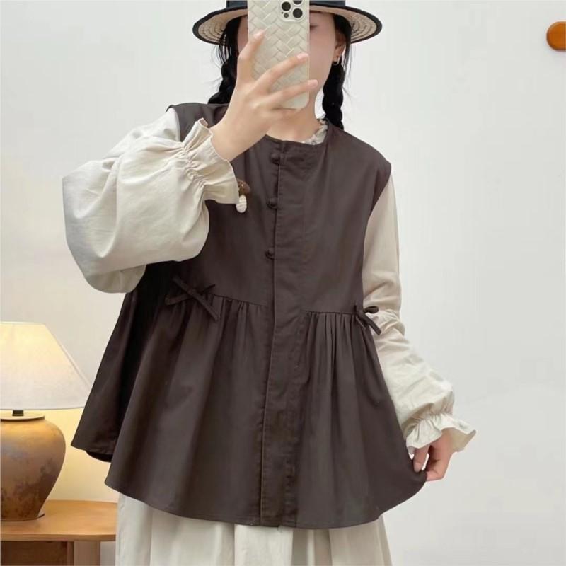 

Johnature Retro Forest Женские свободные универсальные многослойные свободные повседневные женские топы без рукавов One Size кофейный