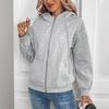 Women's Cross-Border Hooded Velvet Sweatshirt Jacket with Rivet Zipper - Long Sleeve Cardigan for Autumn/Winter