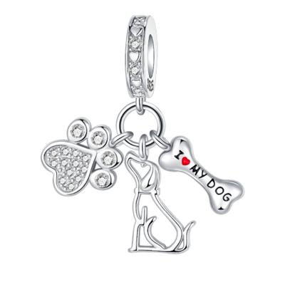 Copper Cute Dog Bone Dog Claw Pendant Charm Fit Original Charms Bracelets Women Diy Jewelry Gift