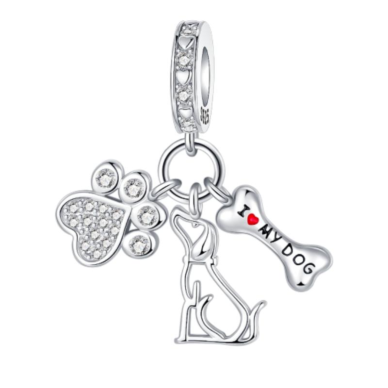 Copper Cute Dog Bone Dog Claw Pendant Charm Fit Original Charms Bracelets Women Diy Jewelry Gift