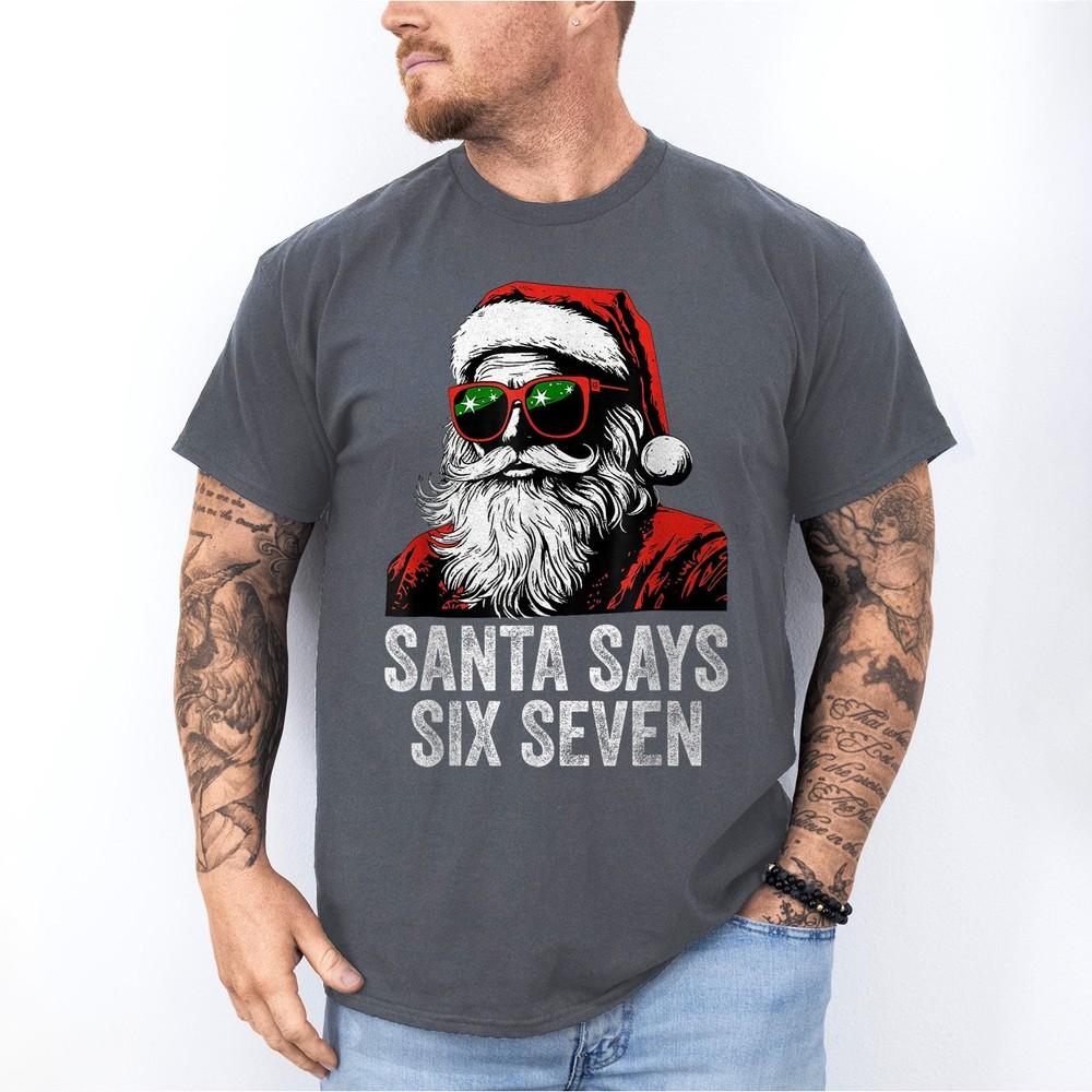 

67 Meme Funny Six Seven Christmas 6 7 Meme Santa Face Christmas Holiday Gift Tee 4XL