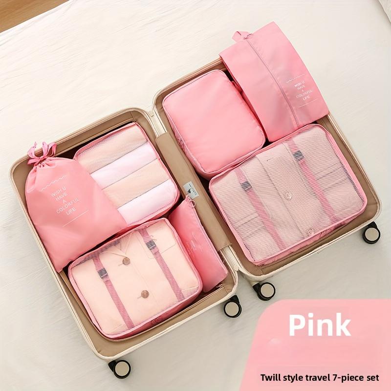7 Piece Travel Storage Bag Set Large Capacity Portable Packing Organizer Clothes Shoes Socks Divider Bags