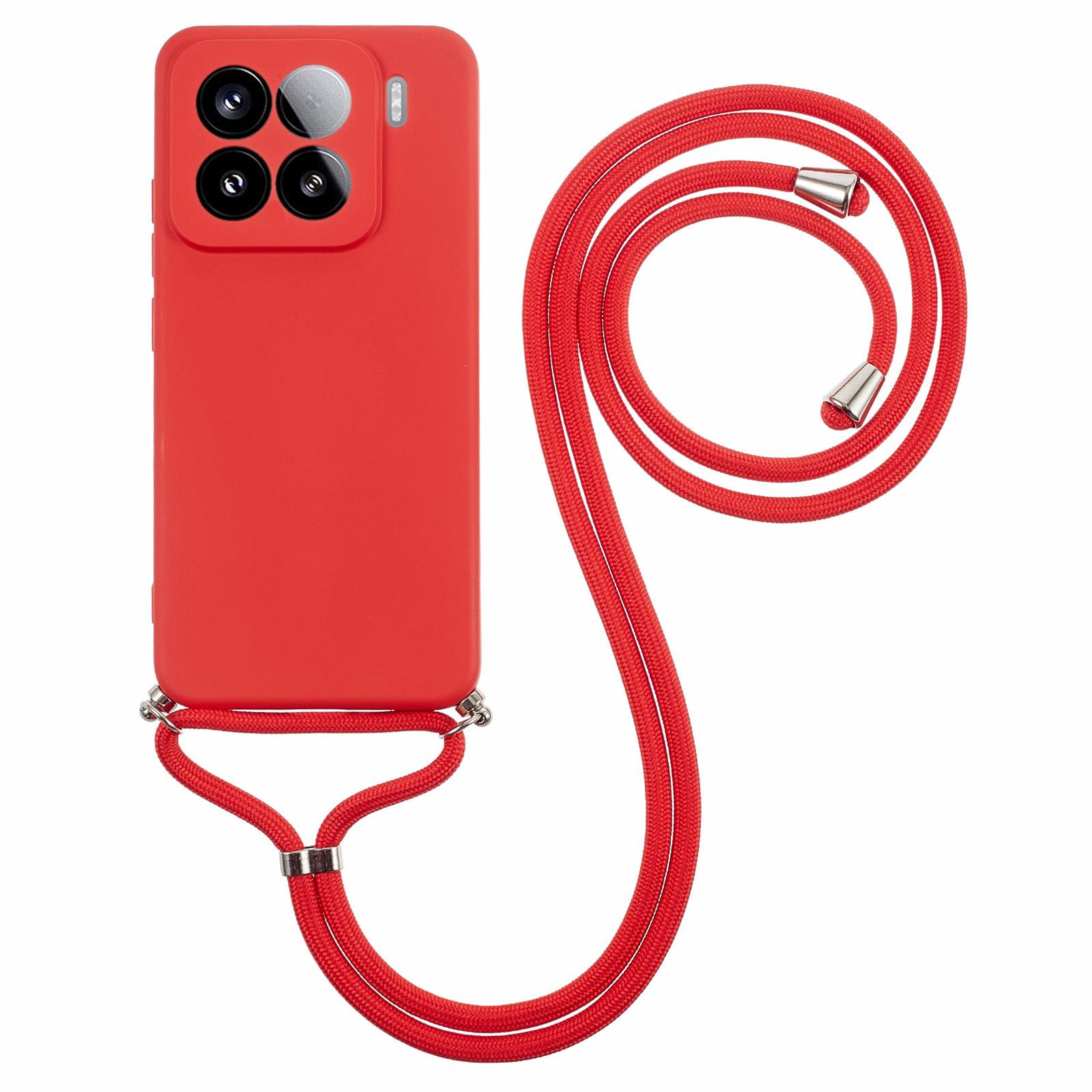 

For Xiaomi 15 Pro Crossbody Case Flexible TPU Fiber Lining Anti-Shock Phone Cover Red