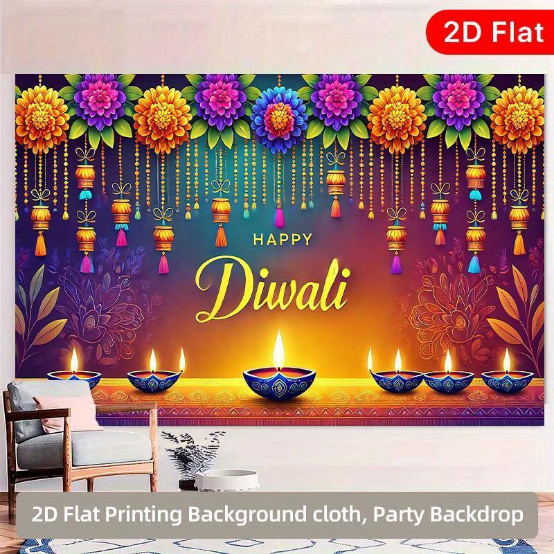 2D Flat Banners Happy Diwali Multipurpose Decoration for Festival Party Yard Studio Home and Garden Celebrations