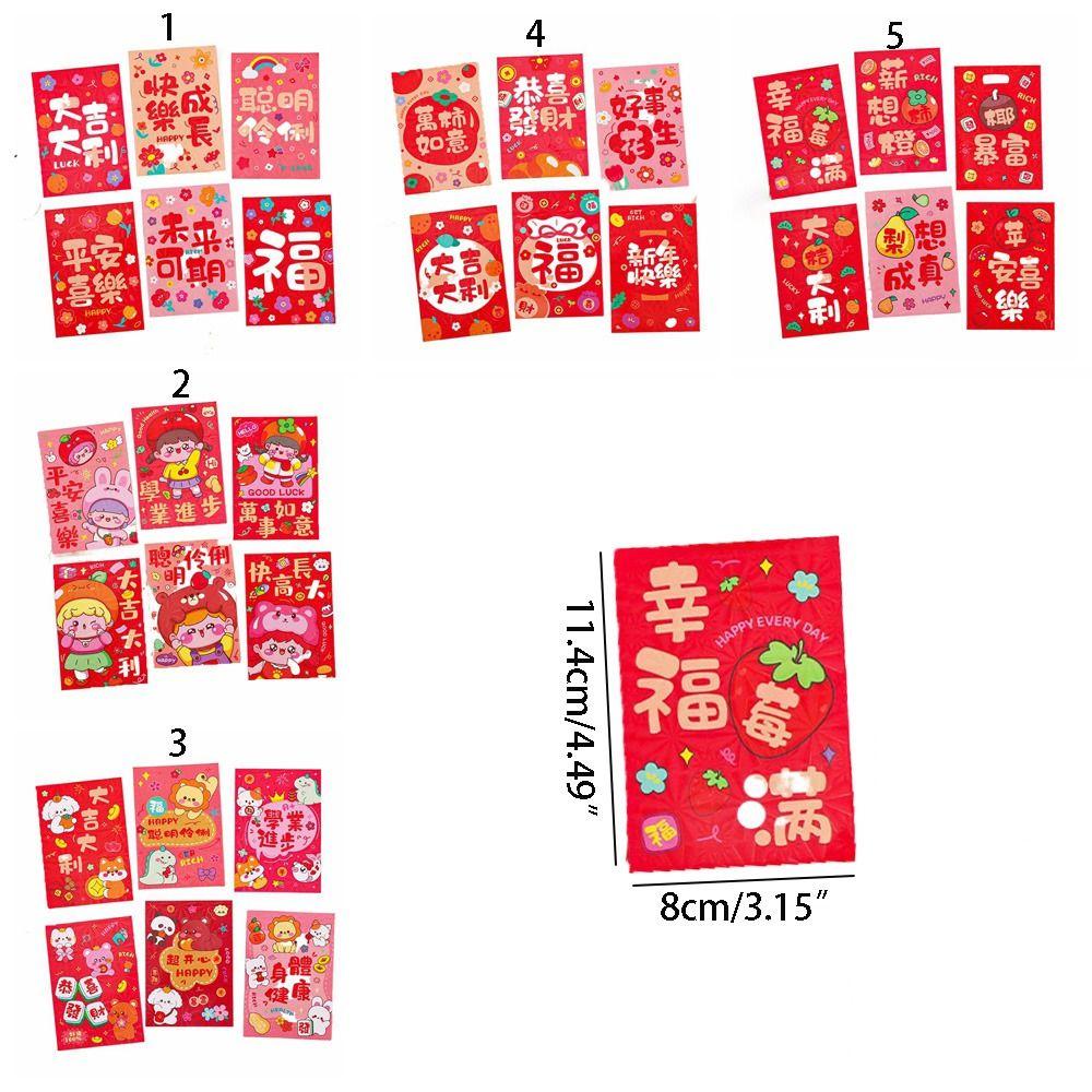 6Pcs Cute Snake Year Red Envelope Bag Cartooon 2025 Red Pocket New Year Red Packet  Blessing Gift