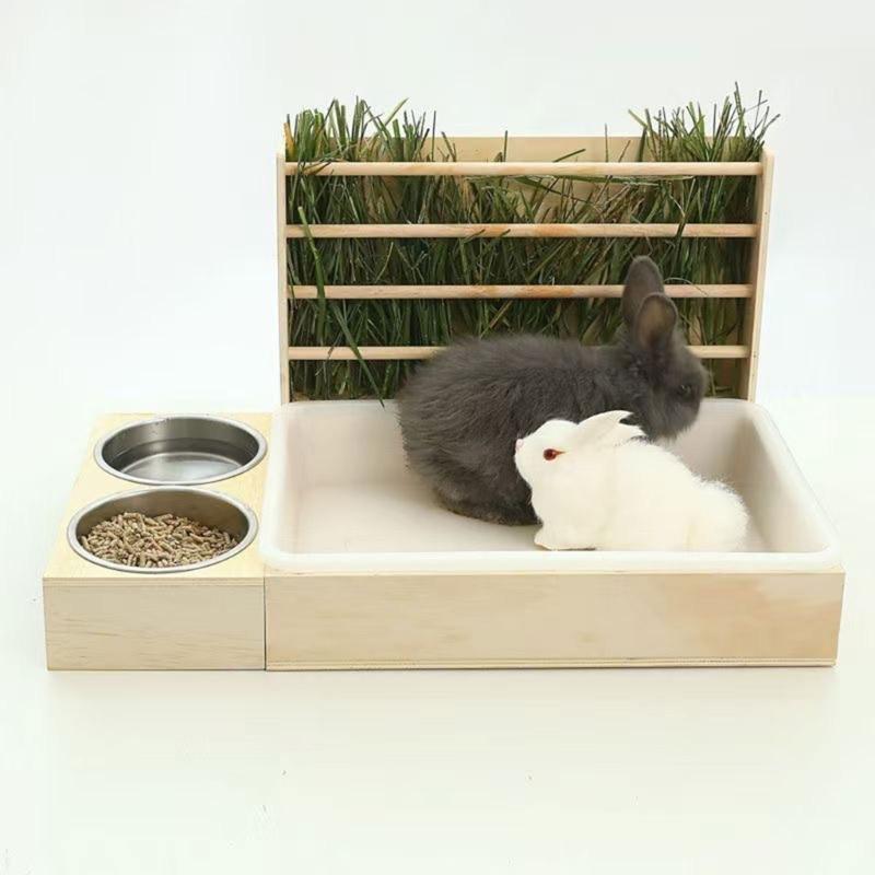 Guinea Pigs Hays Rack Feeding Bowl Durable Anti Tip Structure Space Saving Cage Feeder For Small Pet
