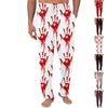 Men's Halloween Printed Knit Sleep Pants with Pockets, Color Pajama Bottoms for Holiday