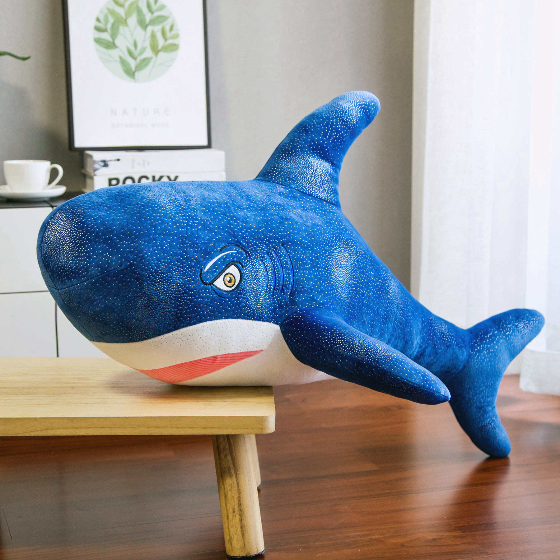 

Имитация куклы акулы плюшевая игрушка аквариум большая акула детская тряпичная кукла подушка для сна подарок на день рождения женский 60cm（0.4kg） синий