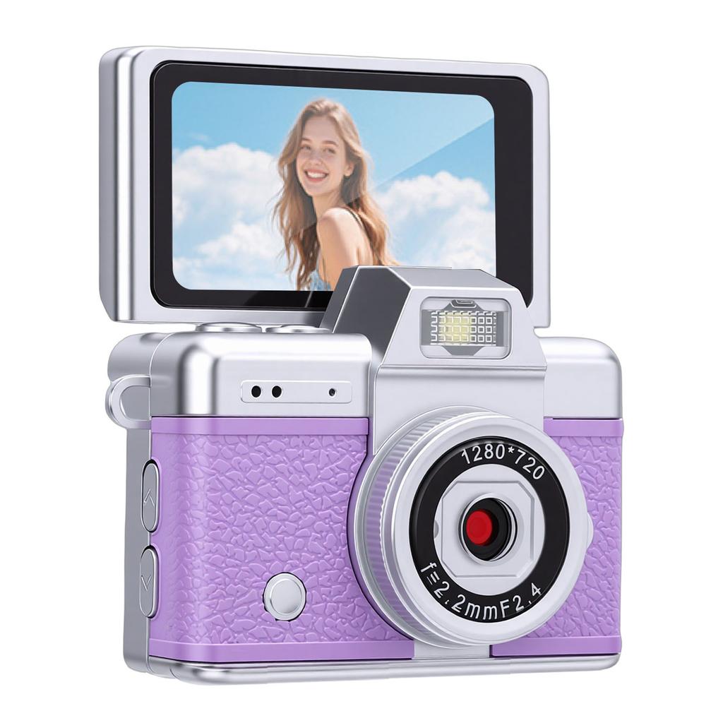 Keychain Camera for Teens Students 720P HD Retro Digital Camera with 1.47 Inch Flip Screen for Travel School Green