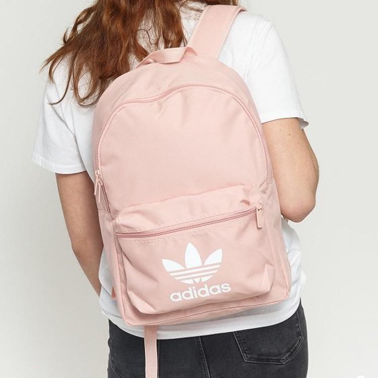 Adidas Originals Classic Logo Casual Sports Large Capacity Polyester Backpack Women Backpack Pink ED8671