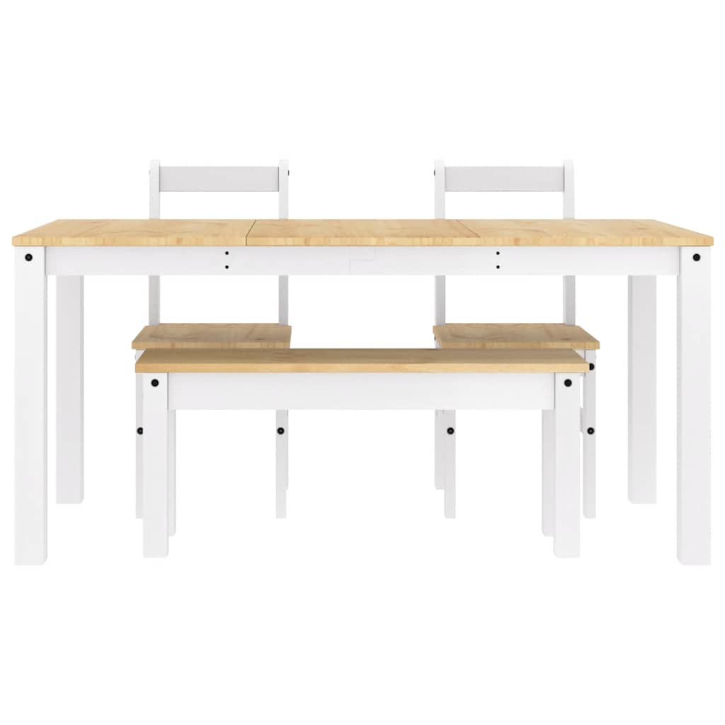 4 Piece Dining Set PANAMA White Solid Pine Wood