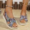 Fashion Bohemian Cross Strap Platform Sandals Women Retro Soft Sole High Heel Sandal Woman Summer Plus Size Open Toe Sandalias Mujer