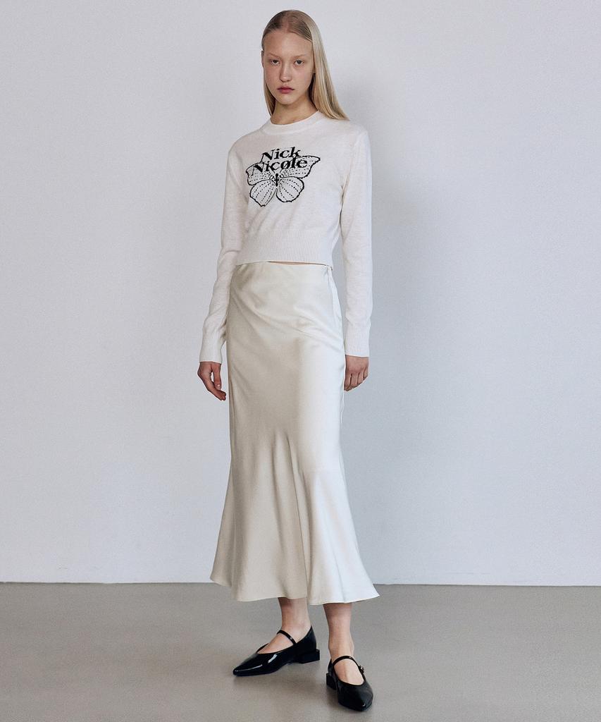 Nigaennikol Cashmere Butterfly Signature Crop Knit_Ivory Black
