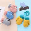 Autumn and winter baby cute bag finger velvet warm outdoor cold-proof toddler neck knitting children's gloves