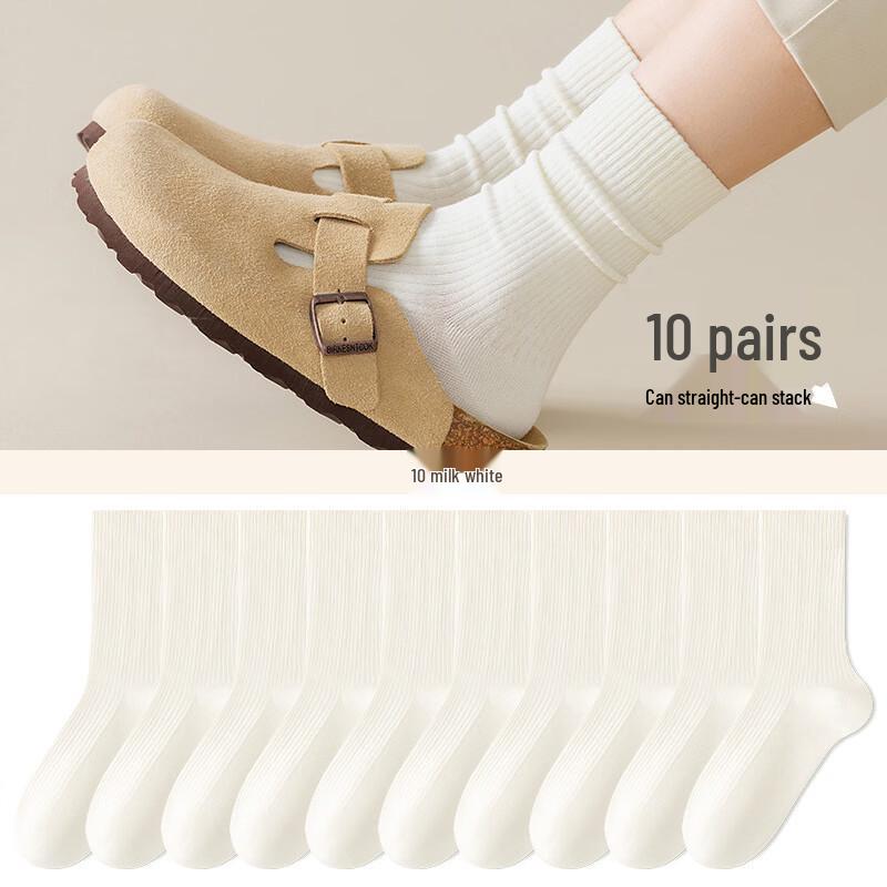 Женские теплые хлопковые носки Yalu средней длины до середины голени 10 Pairs