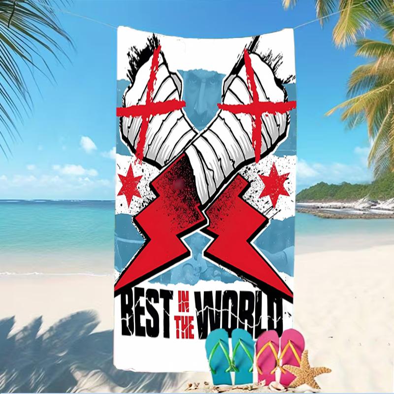 Beach Towel with CM Punk Pattern - soft,absorbent,machine washable Lightweight&Modern,swimming,Travel Essentials