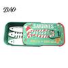 Small Jewelry Holder Christmas Sardine Tin Shaped Box, Portable Travel Jewellery Storage Case with Can Box Fish Bone Divider, Mini Necklace