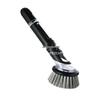 Automatic Liquid Dispensing Cleaning Brush with Long Handle and Steel Wool for Kitchen and Dishes