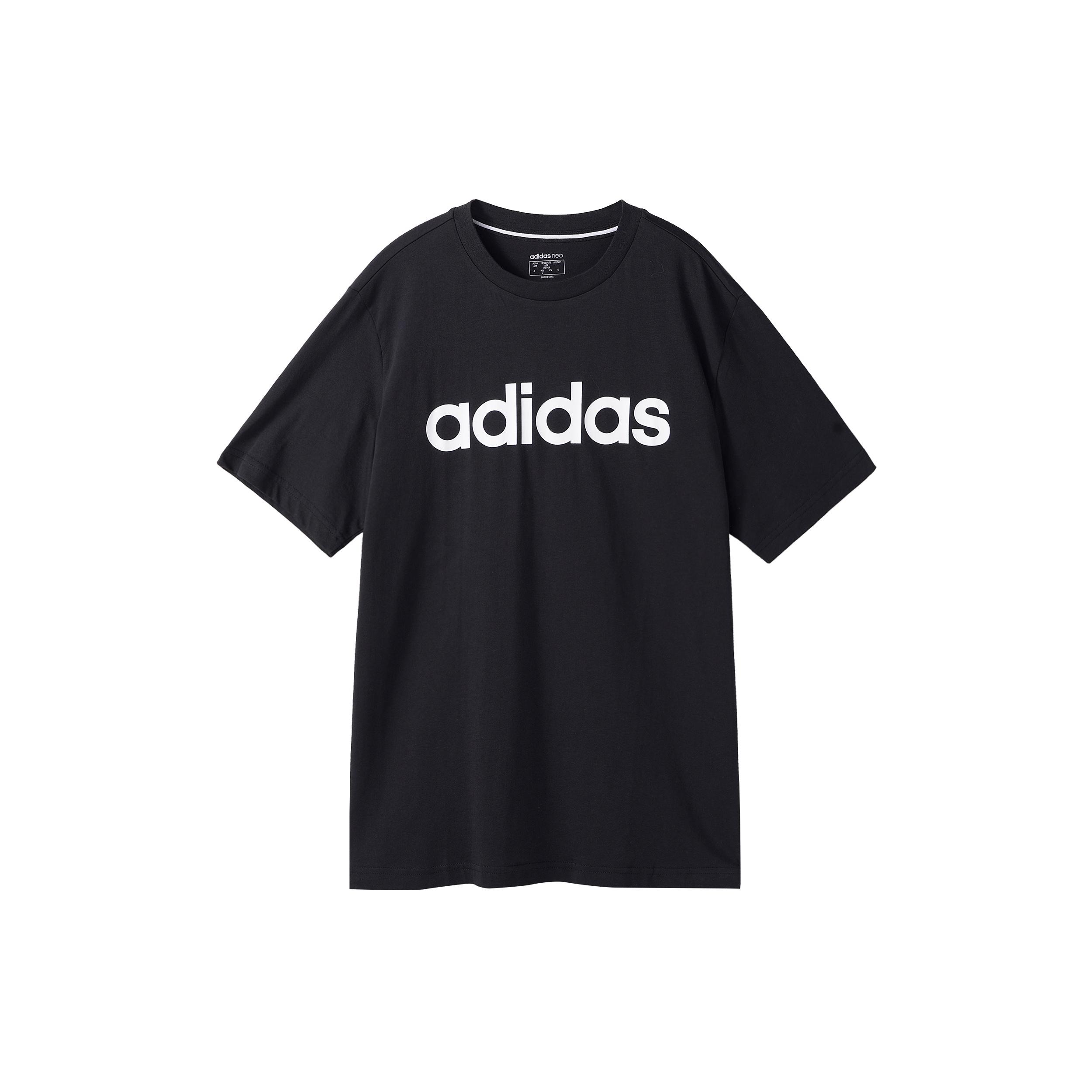 adidas neo M Ce Logo T1 Casual Sports Round Neck Training Short Sleeve Black Men s GP4887 L