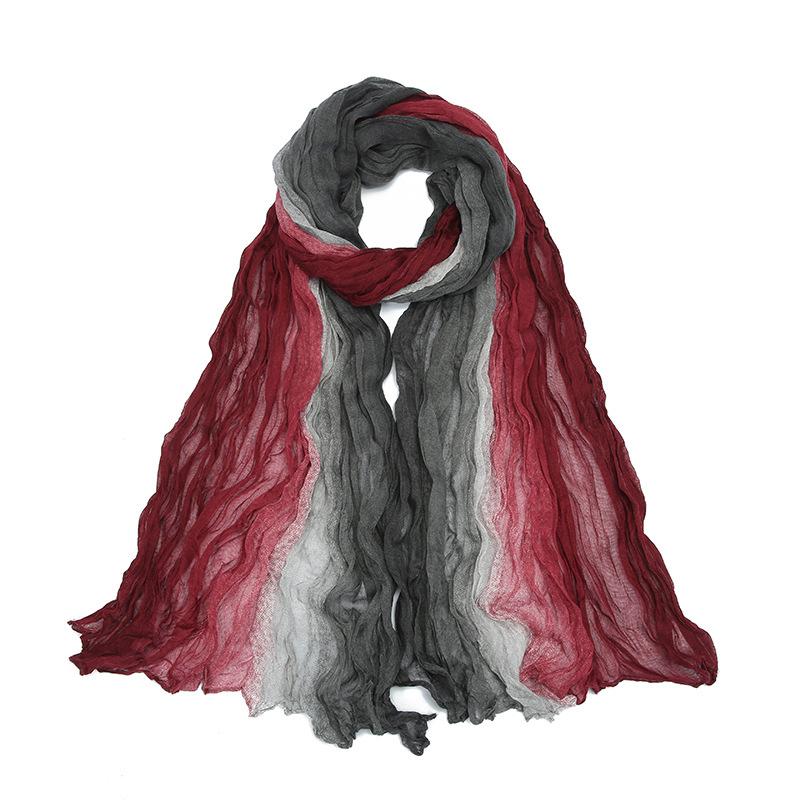 Gradient Crumpled Scarf For Women Girls Students New Thin Patchwork Cotton Voile Scarves Soft Knitting Shawl Female Wrap Shawls