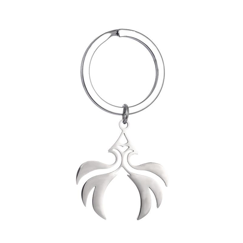 Stainless Steel Fire Rock Grass Ice Wind Water Thunder Keychain Schoolbag Backpack Accessories Genshin Impact Pendants Gifts