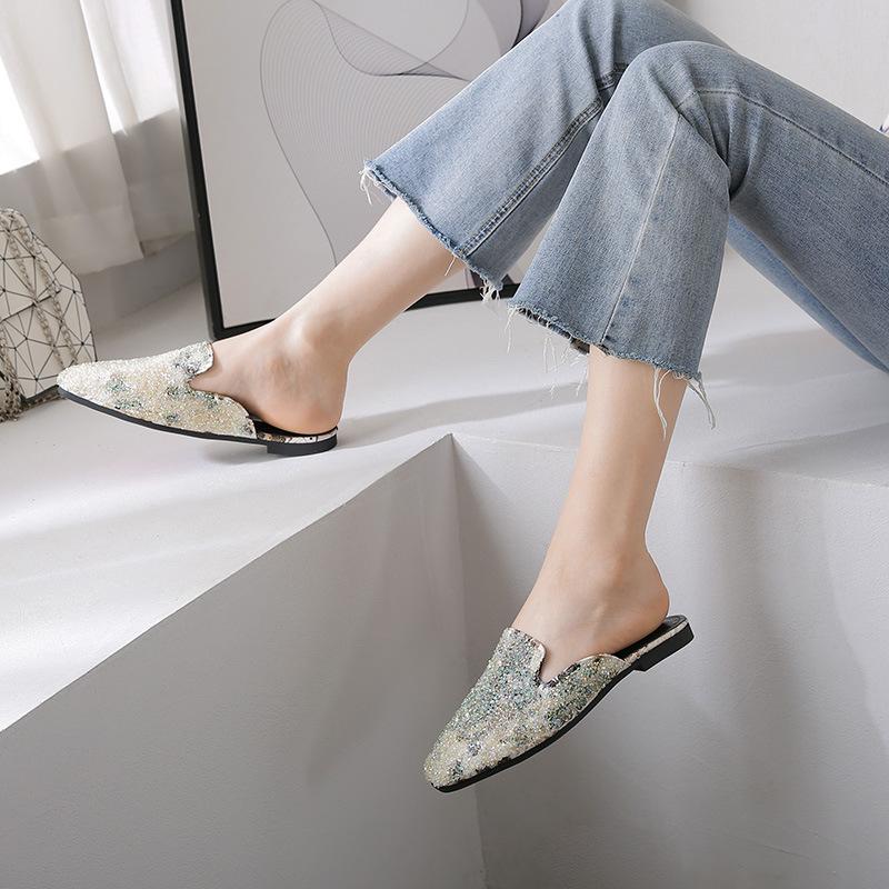 Baotou Half Slippers Women's Summer Outerwear Fashion 2026 New Flat Flat Lazy Cold Slippers Large Women's Shoes 41-43