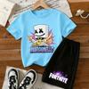 Fashion Cartoon Figure Fun Printed 11 Colors Kids T-shirt and Shorts 2 Piece Set Summer Home Outdoor Casual Outfit Boy and Girl's Sports Set