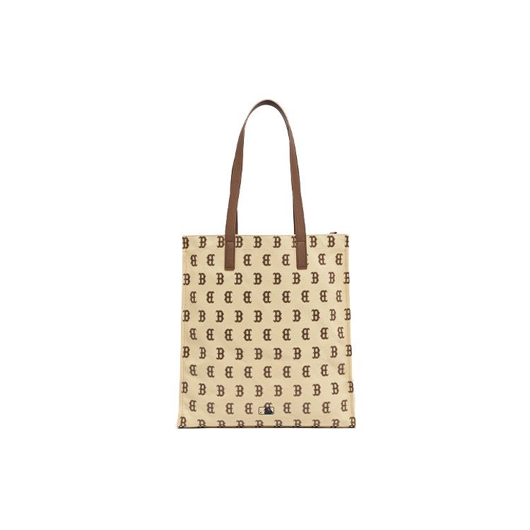 MLB Monogram Series All Over Print Shoulder Bag Polyester Square Tote Women bags Khaki 3AORL011N-43BGS