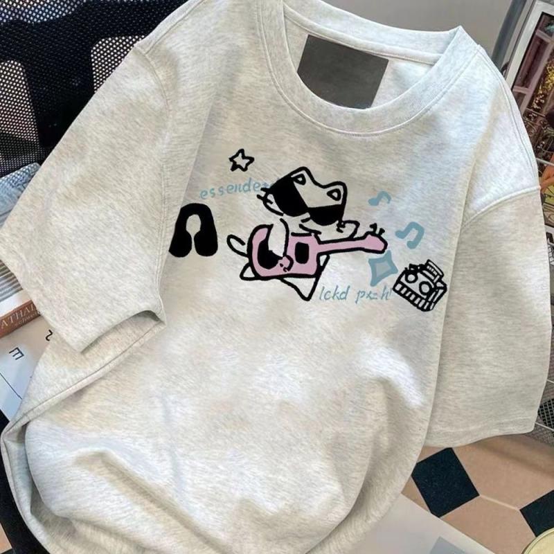 Hemd Mode Locker Baumwolle Oberteile Grafik T-Shirts Lässiges Oberteil Kurzarm T-Shirts Trend Niedlicher Stil Frauen Kurzarm