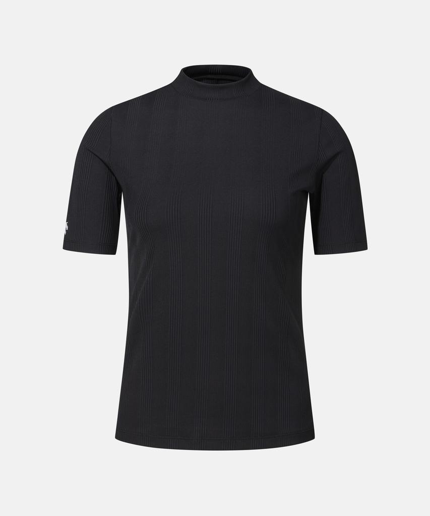 DESCENTE Women'S Ribbed Mock Neck Sleeve T-Shirt Black Sr122Pts11