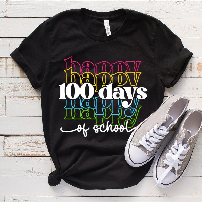 

Женские топы 100 дней школы с принтом High Street Trendy Fashion Casual Cotton T Shirts Womens 3XL