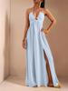 European and American Summer New Sexy V-neck Dress, Loose Holiday Style Split-ended Big Swing Dress for Women