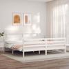 VidaXL Bed Frame with Headboard White 200x200 Cm Solid Wood 3195112
