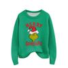 Women's Christmas Print Cardigan Long Sleeve Round Neck Knit Top