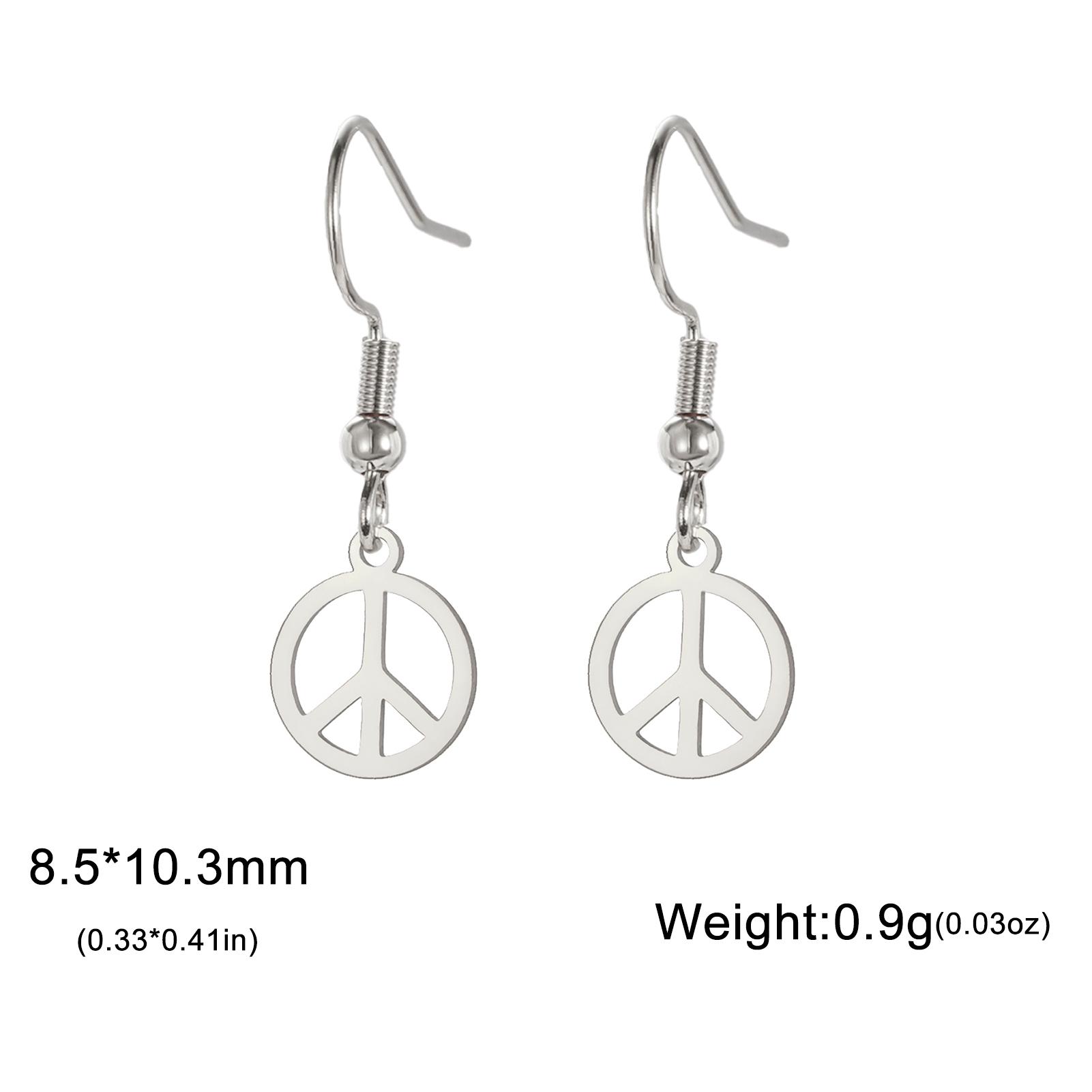

LIKGREAT Simple Peace Sign Symbol Hoop Dangle Earring for Women Stainless Steel Threader Drop Earrings Jewelry Gifts Steel Color