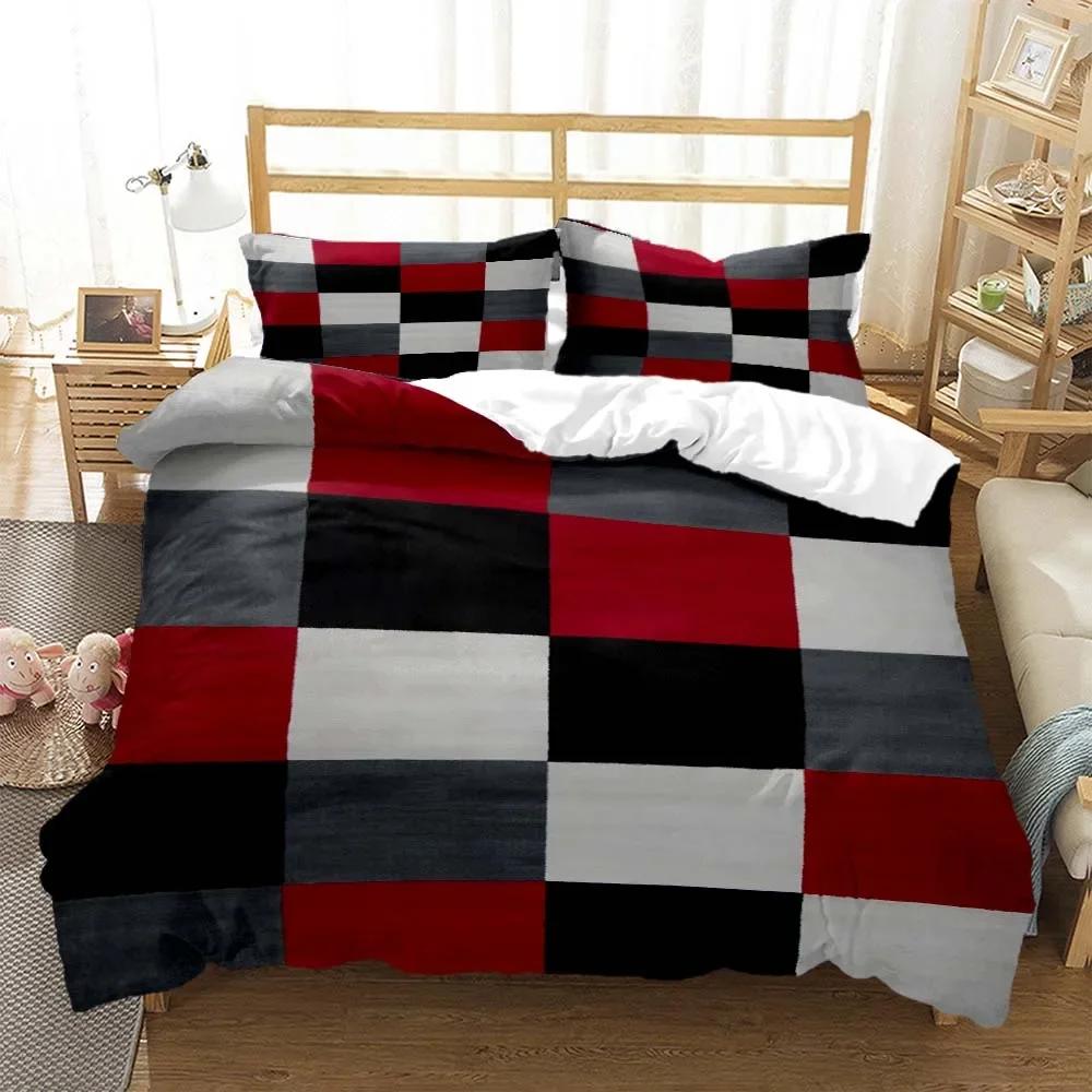 Gitter Chessboard Nordic Style 3D Printed Bedding Queen Bedding Set  D King Size Bedding Set Soft And Comfortable