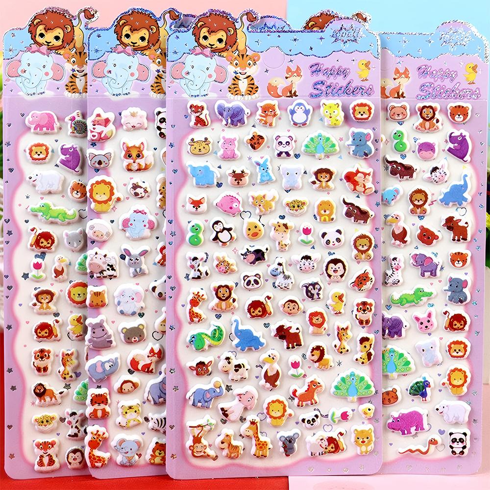 

4pcs Kawaii Cartoon Mix Animal 3D Bubble Stickers Cute Rabbit Elephant Sticker Scrapbook Notebook Phone Funny Reward Decals Toy
