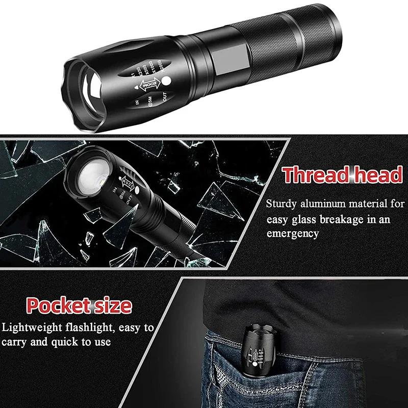 2Pcs LED Flashlights High Lumens with Zoomable Beam Mini Flashlights for Camping Dog Walking Powerful Emergency Flashlights
