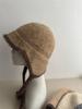 Autumn and winter ear protection knitted hat women's small fresh straps wool hat thermal pullover hat fashionable plush head hat