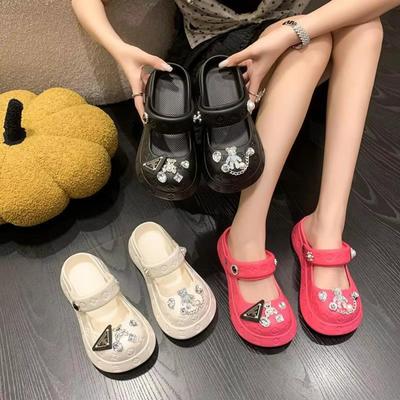 2024 Nová Módna Kreslená Dekoratívna Dámska Obuv s Dieračkovou Obuvou Hrubá Podrážka Mary Jane Papuče