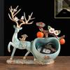 Deer Figurine Storage Ornament, Lucky Wealth Deer Decor for Desk & TV Cabinet