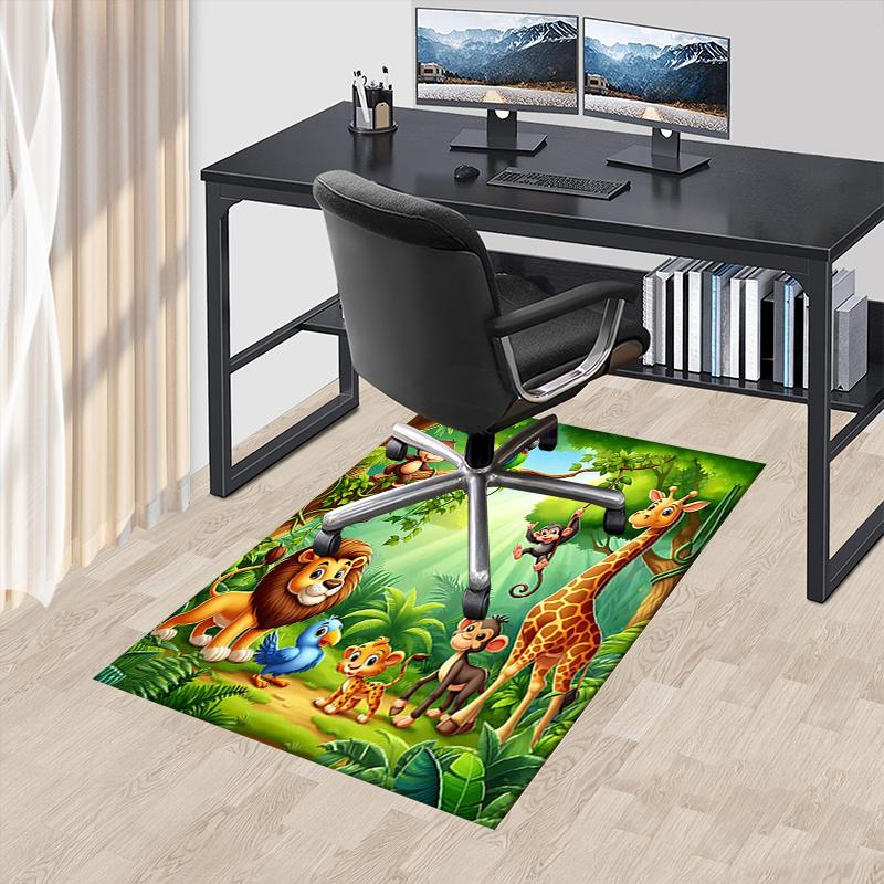 

Jungle Adventure Chair Mat: Office Carpet, Large Rug for Home Decor, Giraffe & Monkey Playmat Gift, Suitable for Bedroom, Living Room, Various Rooms 60cm by 90cm